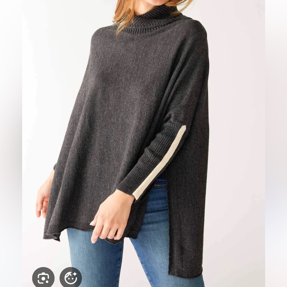Mersea one size black and white Newport turtleneck oversized sweater lagenlook